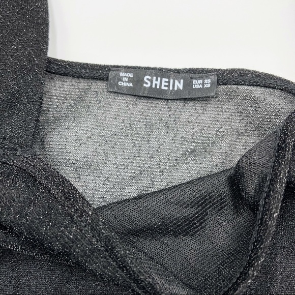 Shein Fitted Black Glitter Sleeveless Crop Top XS - Picture 7 of 8